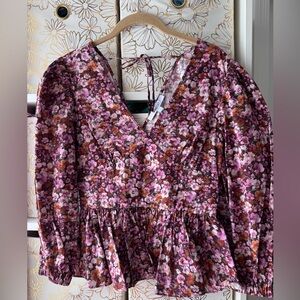 Derek Lam 10 Crosby Pink & Brown Floral Blouse (Never Worn)